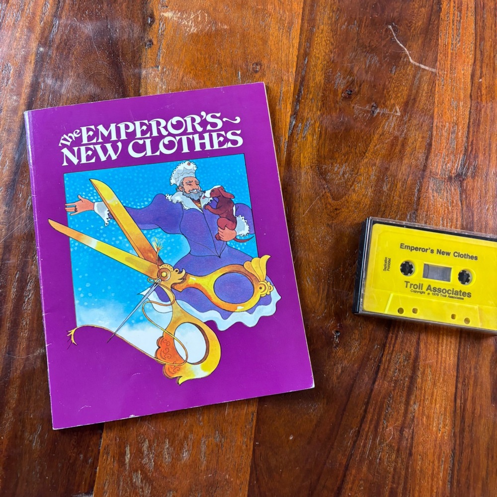 Vintage 1979 The Emperors New Clothes Book and Cassette Troll Associates Set
